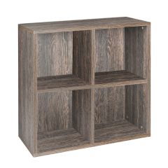 Módulo con 4 compartimentos, efecto wenge