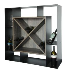 Botellero para vinos NERO, efecto wenge, cruz diagonal