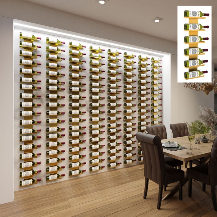 Botellero de madera moderno montado en la pared para 4 botellas y 4 copas  de vino