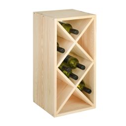 Botellero horizontal para vinos, 4 niveles para 12 botellas Botellero de  madera para vino Dimensiones 33.5x22.3x39.5 cm Botellero Madera de pino  (color madera)
